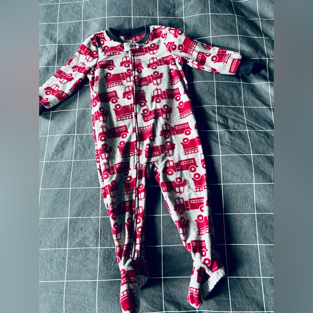 Baby 1-Piece Trucks Fleece Footie Pajamas, 18 mo